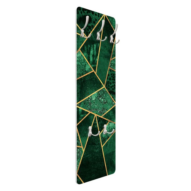 Wandkapstokken houten paneel - Dark Emerald With Gold