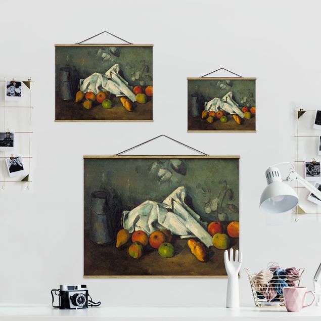 Stoffen schilderij met posterlijst Paul Cézanne - Still Life With Milk Can And Apples
