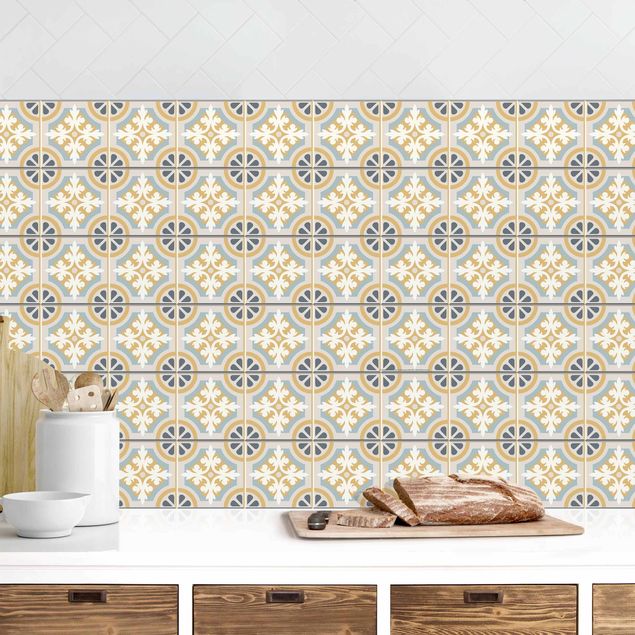 Achterwand voor keuken patroon Morrocan Tiles In Blue And Ochre II