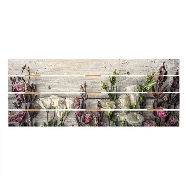 Houten schilderijen op plank Tulip Rose Shabby Wood Look