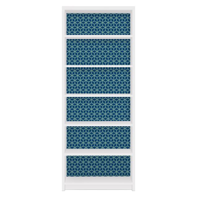 Meubelfolie IKEA Billy Boekenkast Cube pattern Blue