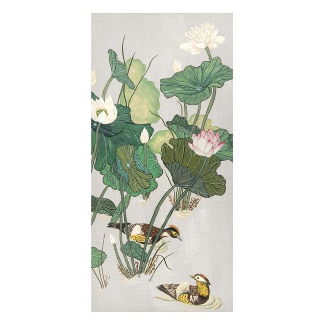 Magneetborden Vintage Illustration Of Lotus Flowers In The Pond