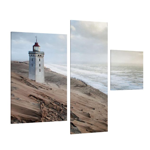 Canvas schilderijen - 3-delig Lighthouse In Denmark