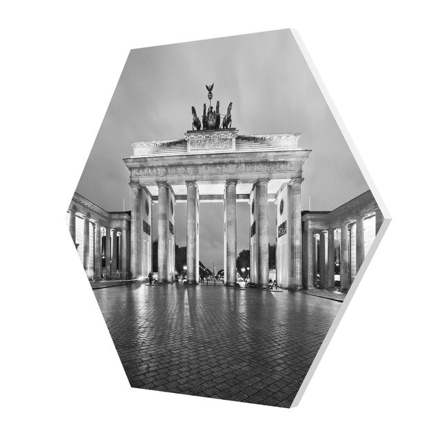Hexagons Forex schilderijen Illuminated Brandenburg Gate II