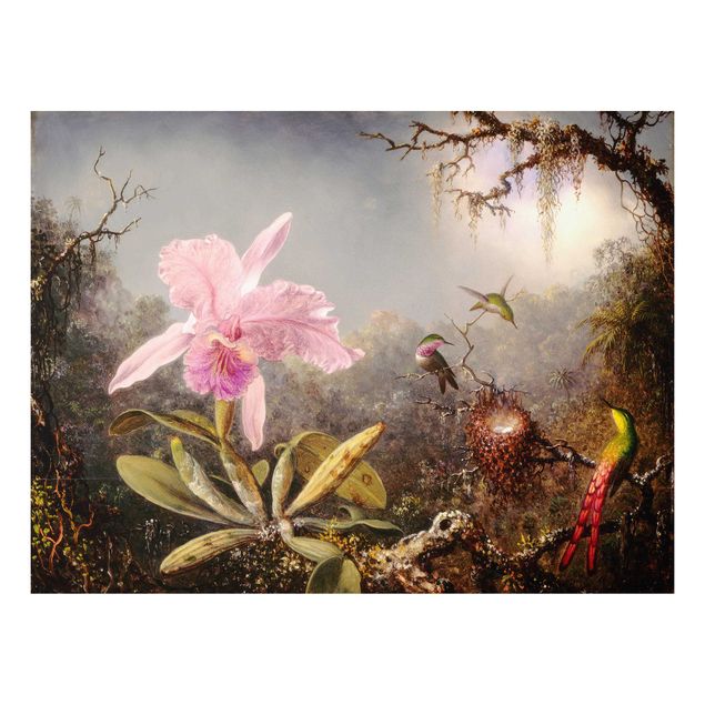Forex schilderijen Martin Johnson Heade - Orchid And Three Hummingbirds