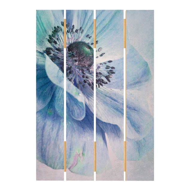 Houten schilderijen op plank Flower In Turquoise