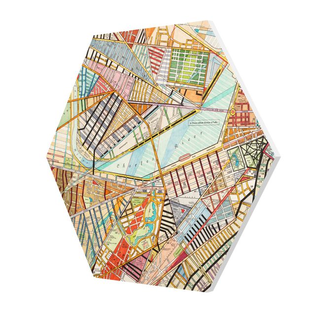 Hexagons Forex schilderijen Modern Map Of Boston