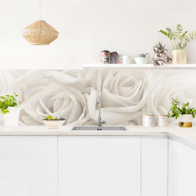 Achterwand in keuken White Roses