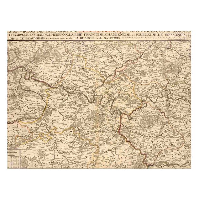 Magneetborden Vintage Map France