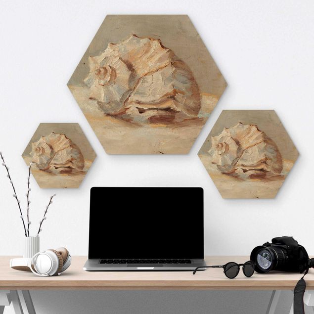 Hexagons houten schilderijen Shell Study II