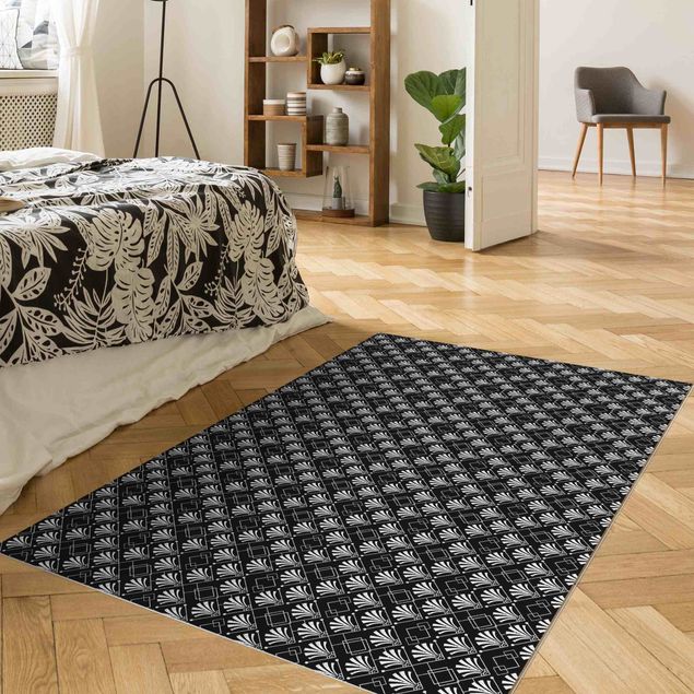 tapijt modern Glitter Look With Art Deko Pattern On Black