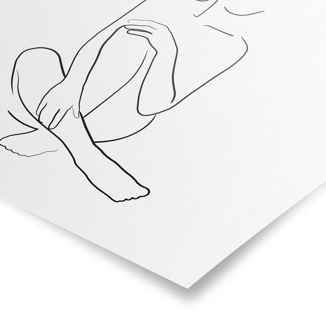 Posters Line Art Woman Sitting Black And White