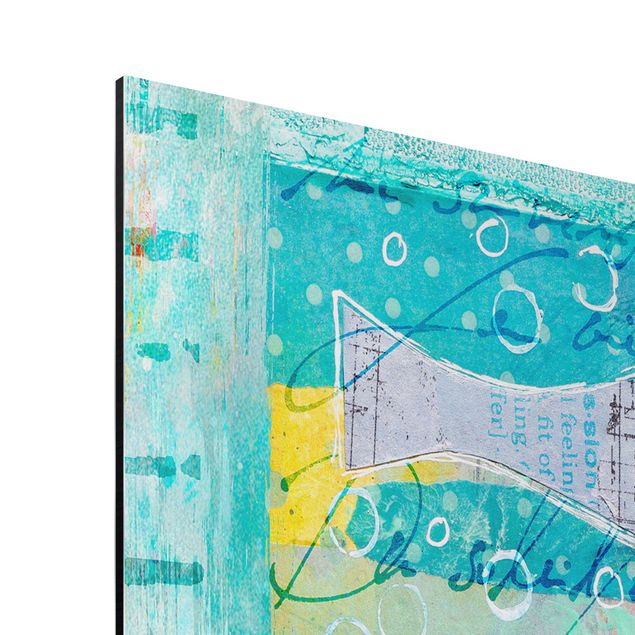 Aluminium Dibond schilderijen Colourful Collage - Fish And Points