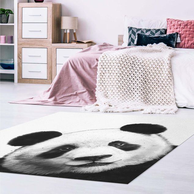 Buitenkleden Illustration Panda Black and White Drawing