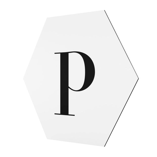 Hexagons Aluminium Dibond schilderijen Letter Serif White P