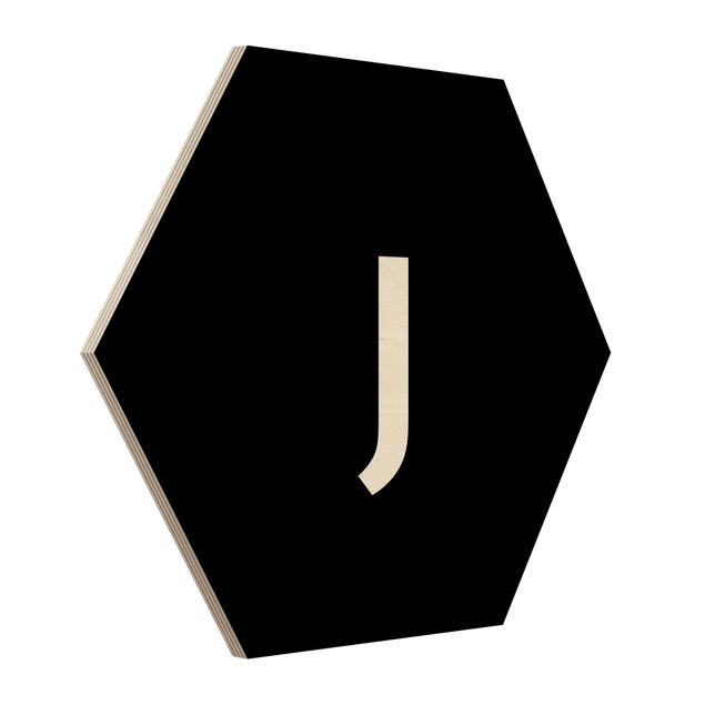Hexagons houten schilderijen Letter Black J