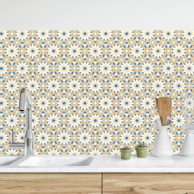 Achterwand voor keuken patroon Oriental Patterns With Yellow Stars