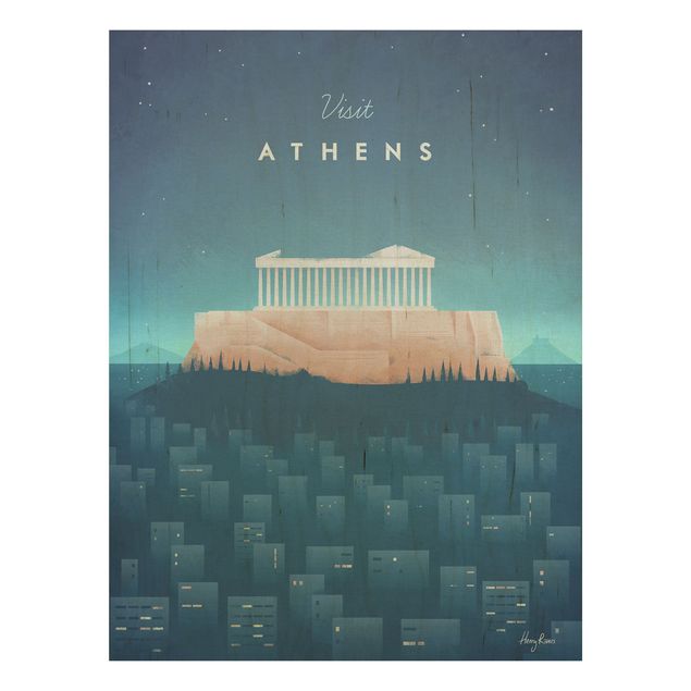 Houten schilderijen Travel Poster - Athens