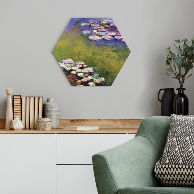 Hexagons Aluminium Dibond schilderijen Claude Monet - Water Lilies
