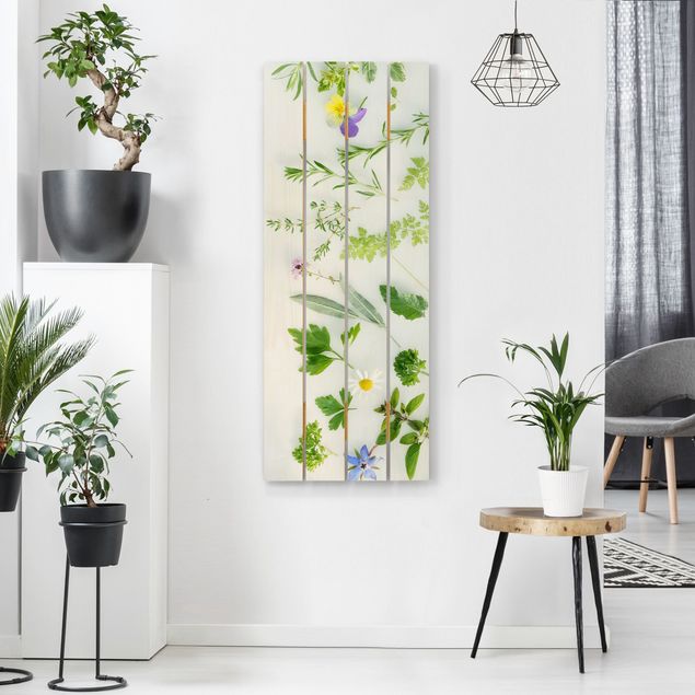 Houten schilderijen op plank Herbs And Flowers