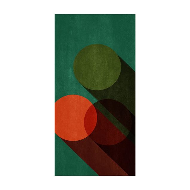 Vloerkleden groen Abstract Shapes - Circles In Green And Red