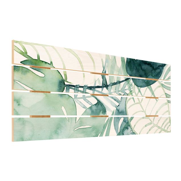 Houten schilderijen op plank Palm Fronds In Water Color II
