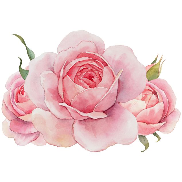 Muurstickers Watercolour Pink Rose XXL