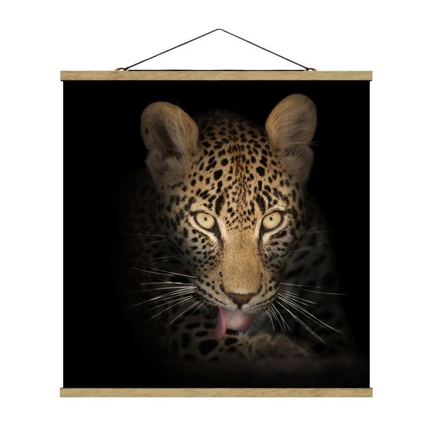 Stoffen schilderij met posterlijst Resting Leopard