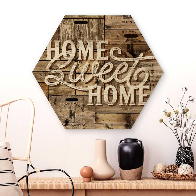 Hexagons houten schilderijen Home sweet Home Wooden Panel
