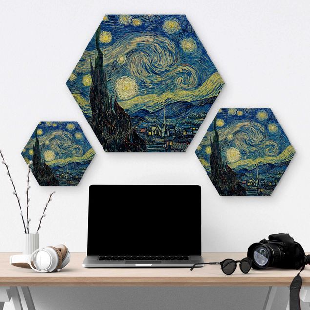 Hexagons houten schilderijen Vincent Van Gogh - The Starry Night