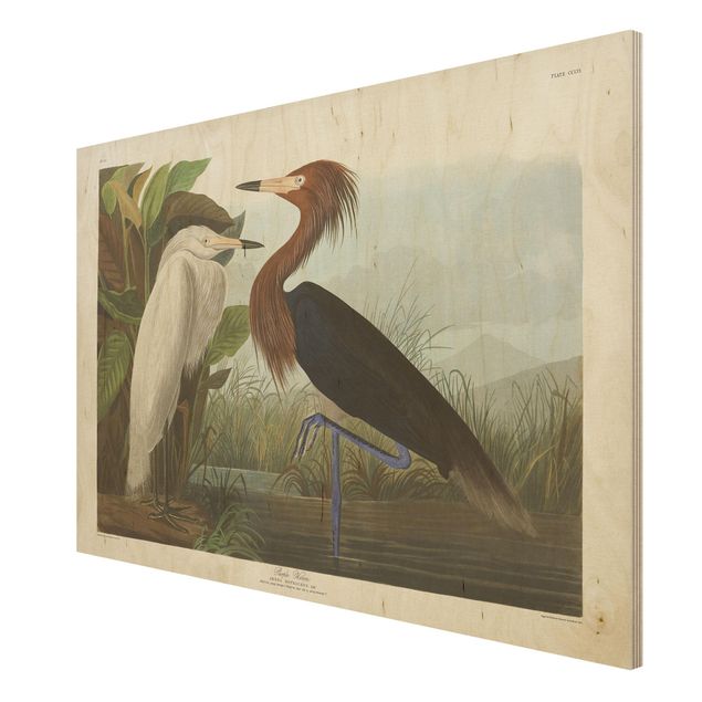 Houten schilderijen Vintage Board Purple Heron