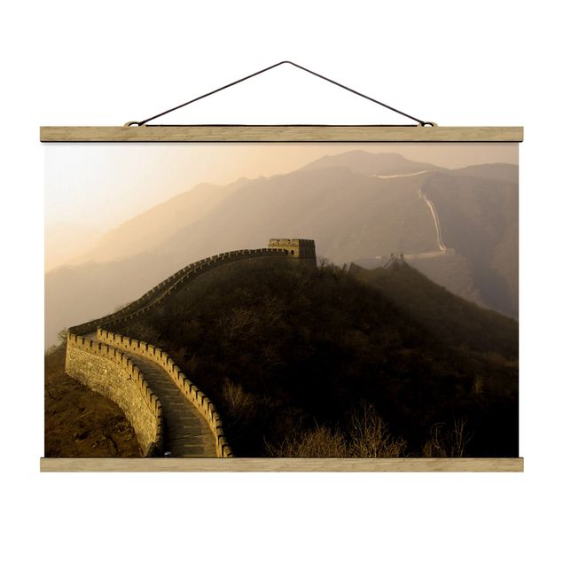 Stoffen schilderij met posterlijst Sunrise Over The Chinese Wall