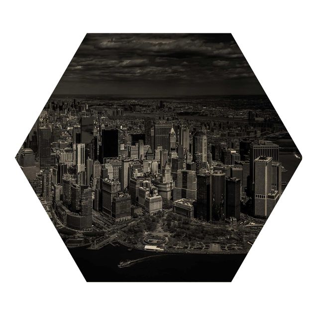 Hexagons houten schilderijen New York - Manhattan From The Air