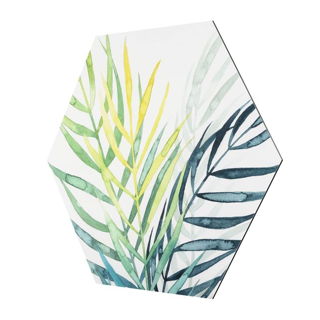 Hexagons Aluminium Dibond schilderijen Tropical Foliage - Palme