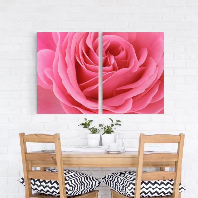 Canvas schilderijen - 2-delig  Lustful Pink Rose