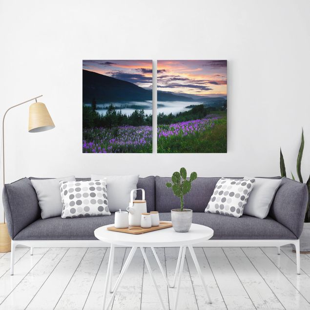 Canvas schilderijen - 2-delig  Heavenly Valley In Norway
