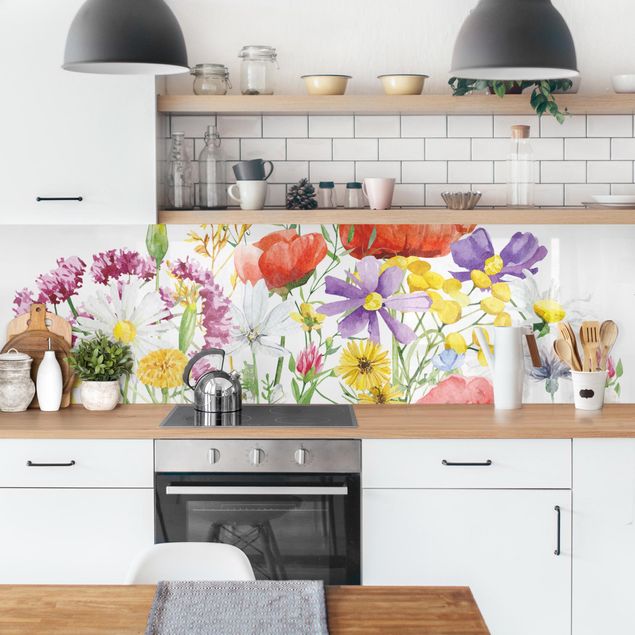 Achterkant keuken Watercolour Flowers