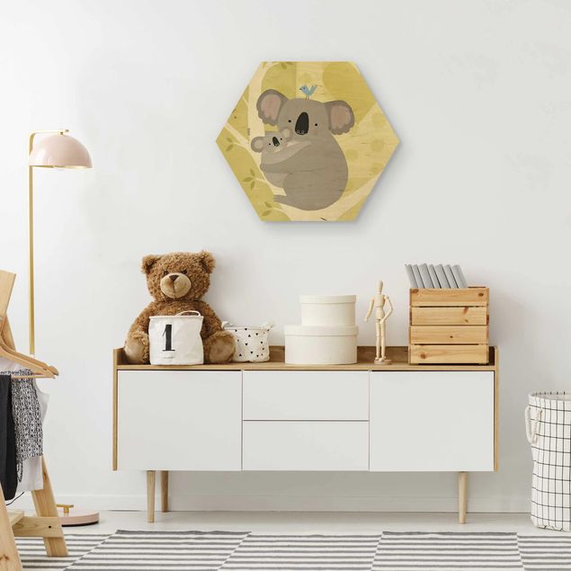 Hexagons houten schilderijen Mum And I - Koalas