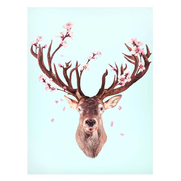 Magneetborden Deer With Cherry Blossoms