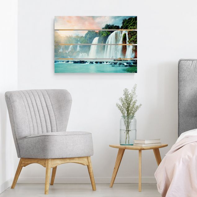 Houten schilderijen op plank Waterfall Panorama