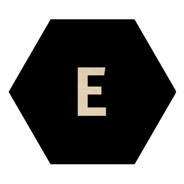 Hexagons houten schilderijen Letter Black E
