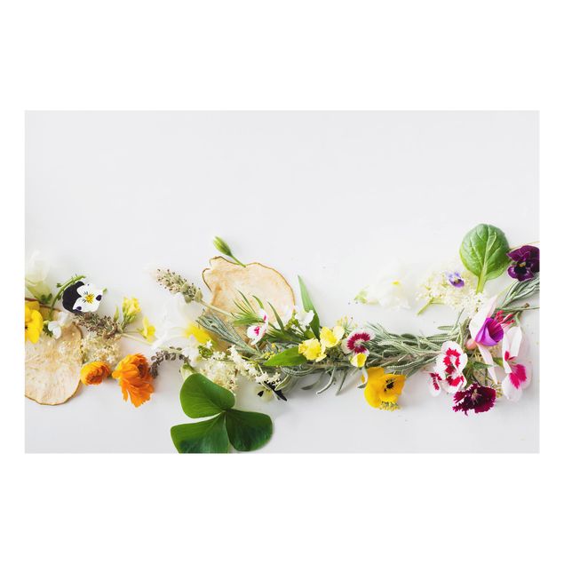 Spatscherm keuken Fresh Herbs With Edible Flowers