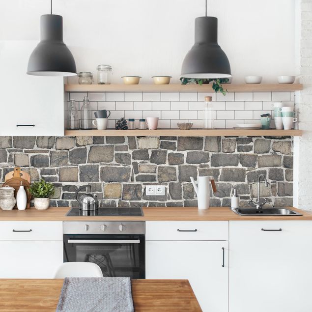 Achterwand voor keuken steenlook Quarry Stone Wallpaper Natural Stone Wall