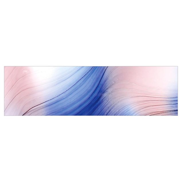 Küchenrückwand - Melierter Farbtanz Blau mit Rosa