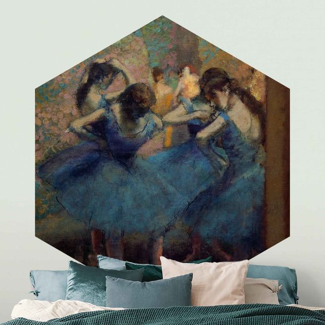 Hexagon Behang Edgar Degas - Blue Dancers