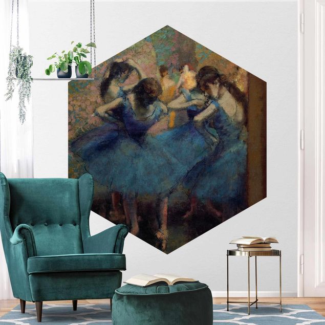 Hexagon Behang Edgar Degas - Blue Dancers