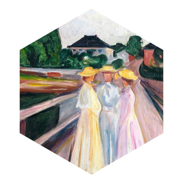 Hexagon Behang Edvard Munch - Three Girls