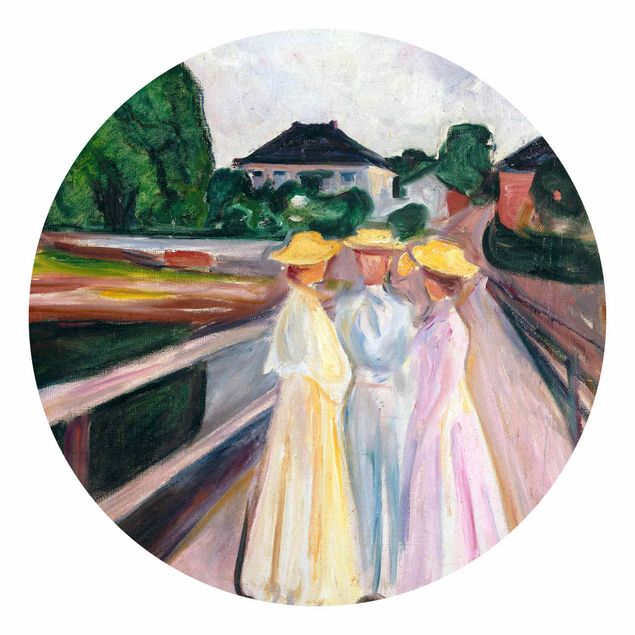 Behangcirkel Edvard Munch - Three Girls on the Bridge