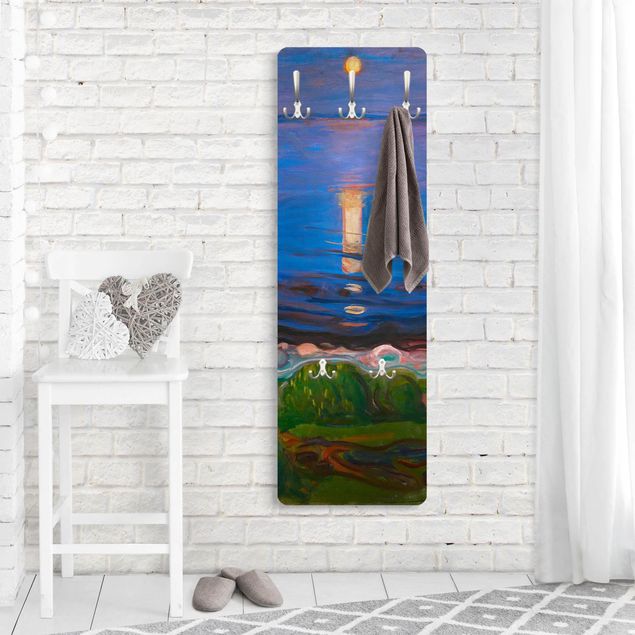 Wandkapstokken houten paneel Edvard Munch - Summer Night By The Beach