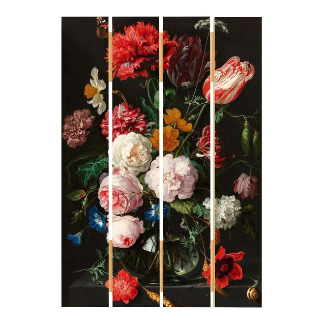 Houten schilderijen op plank Jan Davidsz De Heem - Still Life With Flowers In A Glass Vase